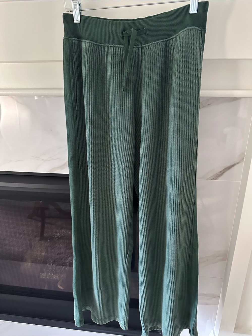 Aerie Green Waffle Wide-Leg Pants Size Small